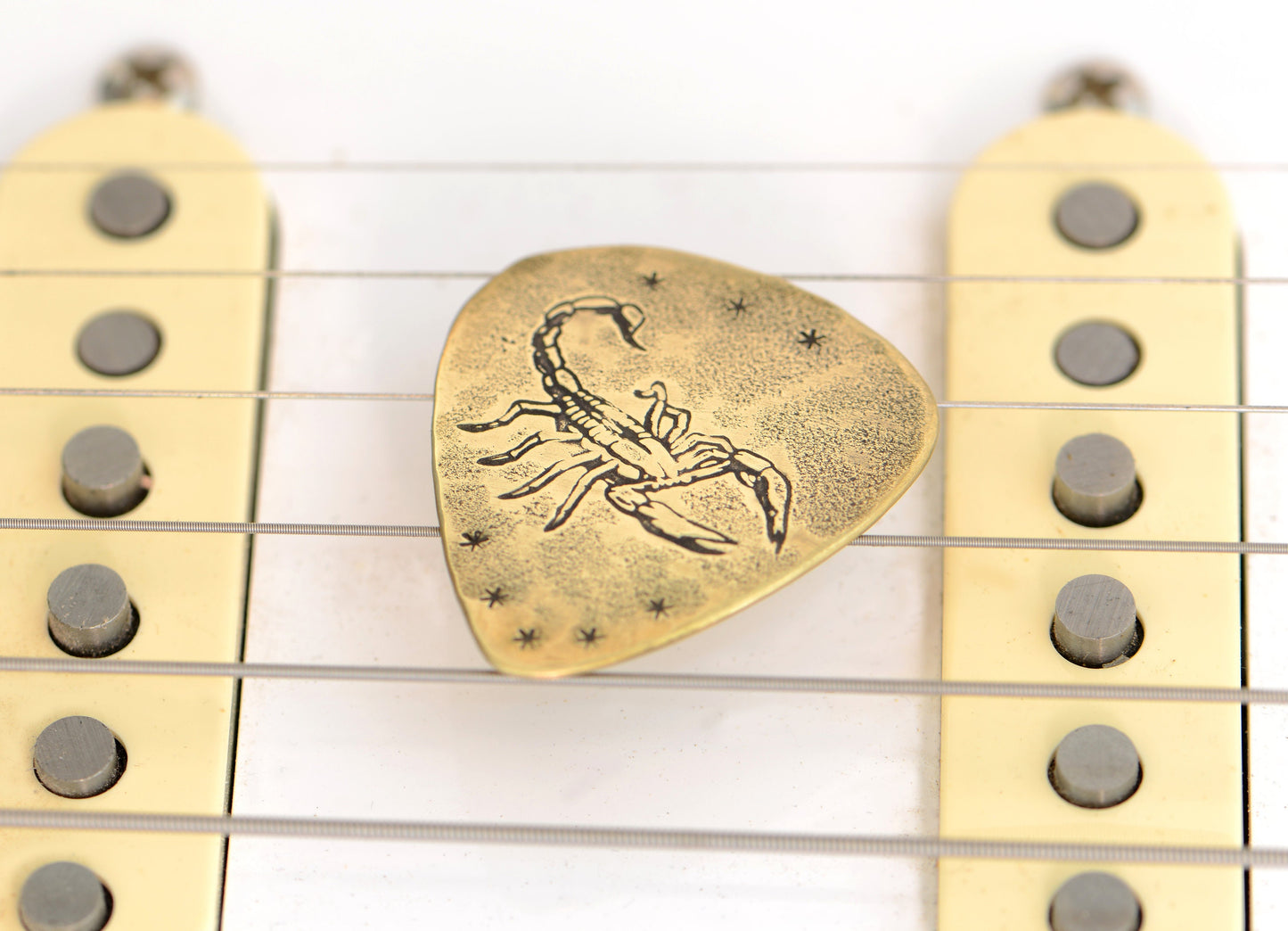 Brass Scorpion Artisan Guitar Pick Limited Edition with Handmade Custom Scorpion Imprint Design - NicisPicks Original - collectible