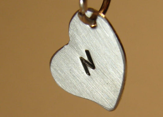dainty sterling heart charm with personalized initial