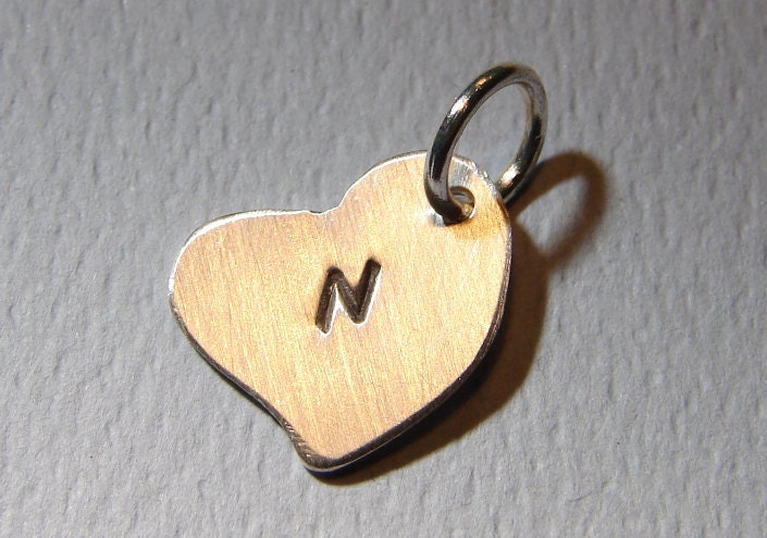 Dainty sterling heart charm with personalized initial