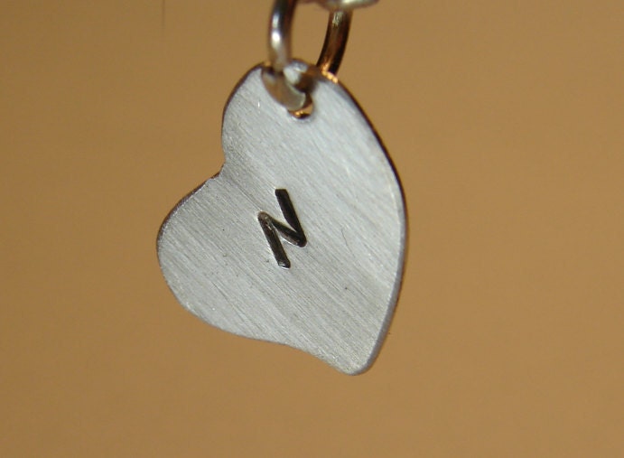 Dainty sterling heart charm with personalized initial
