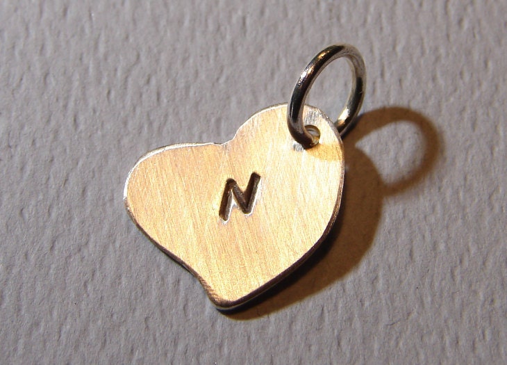 Dainty sterling heart charm with personalized initial