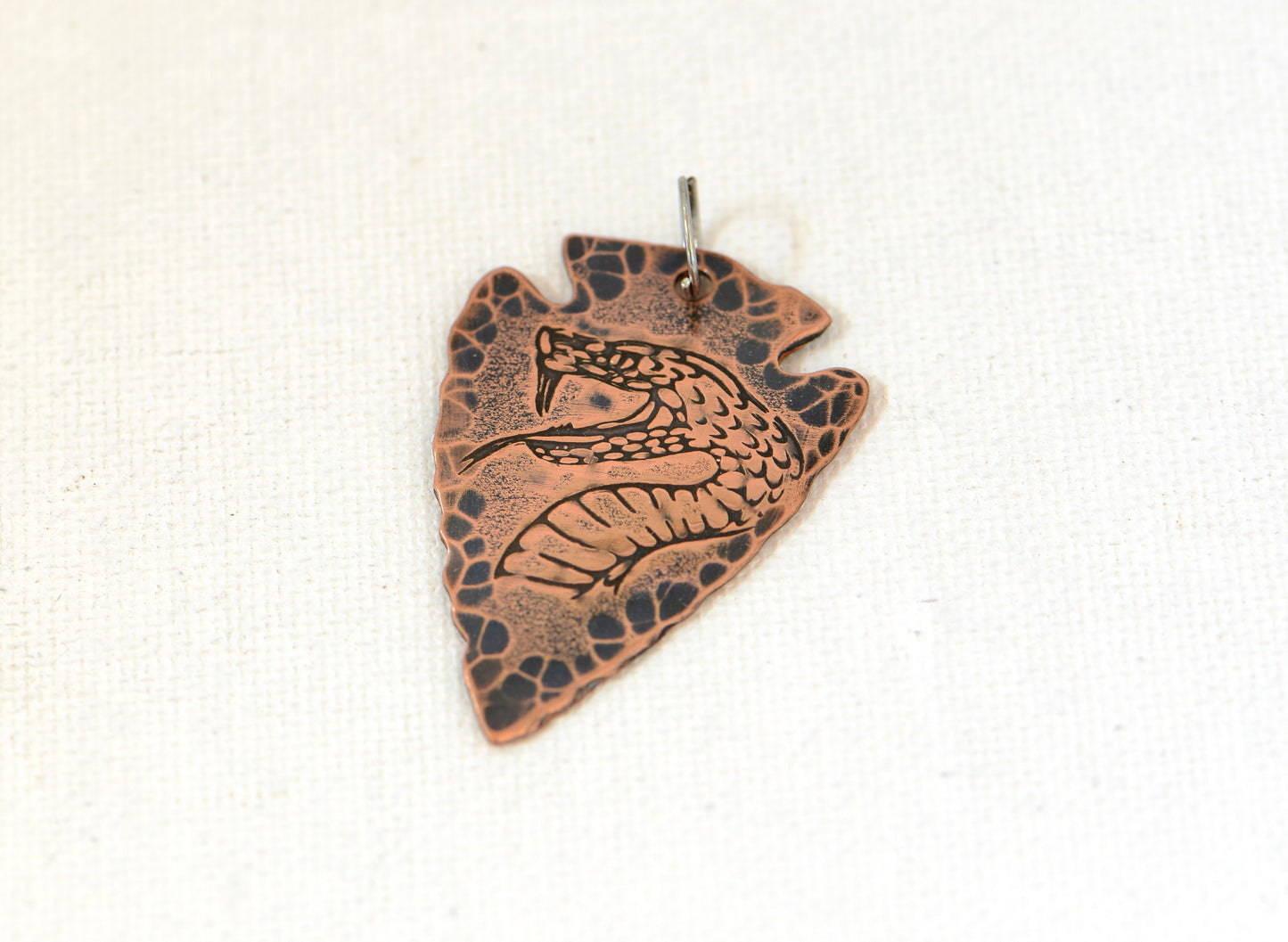 Copper Arrowhead Necklace with Rustic Viper Theme