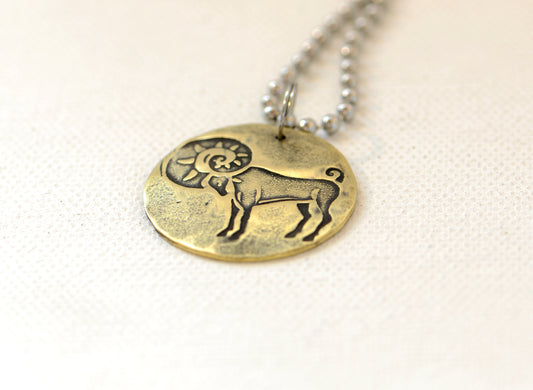 Aires Zodiac Necklace  – Personalized Astrology and Zodiac Signs on Brass Discs