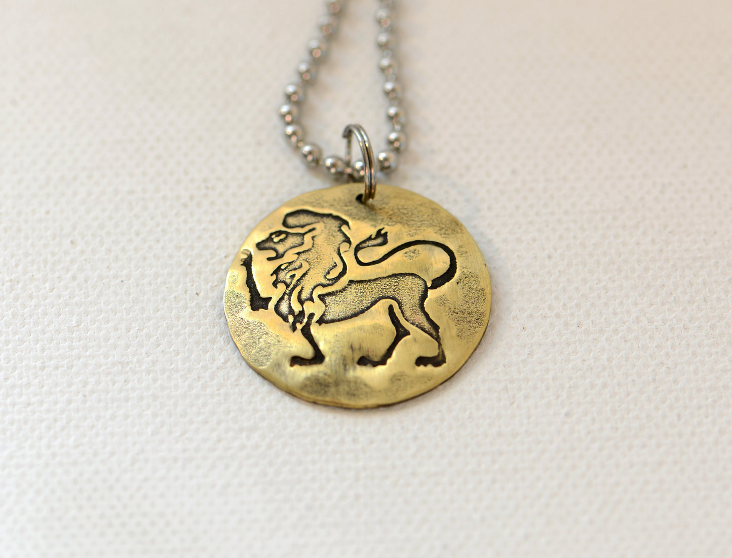 Leo Zodiac Necklace on Brass Disc