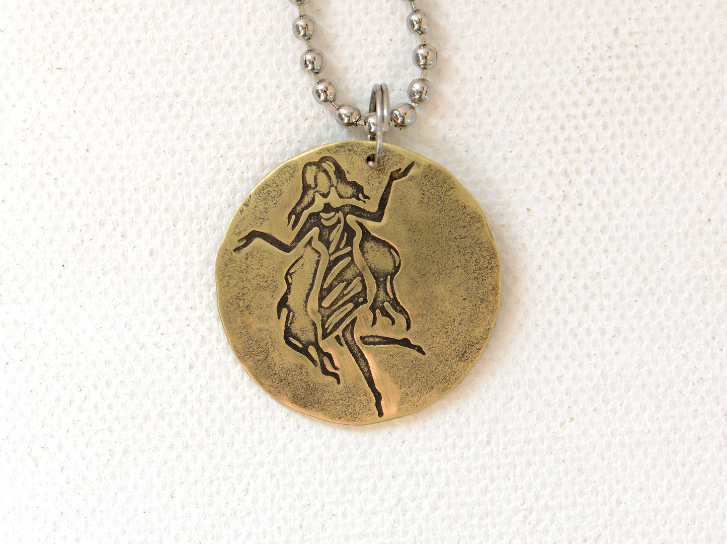 Virgo Zodiac Brass Disc Necklace
