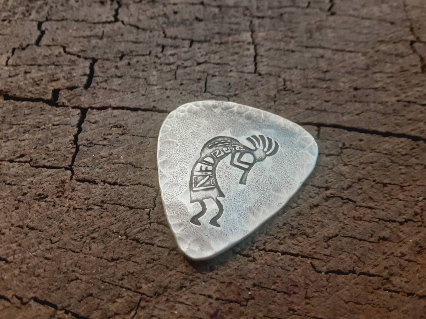 Sterling silver guitar pick with kokopelli - The god of fertility