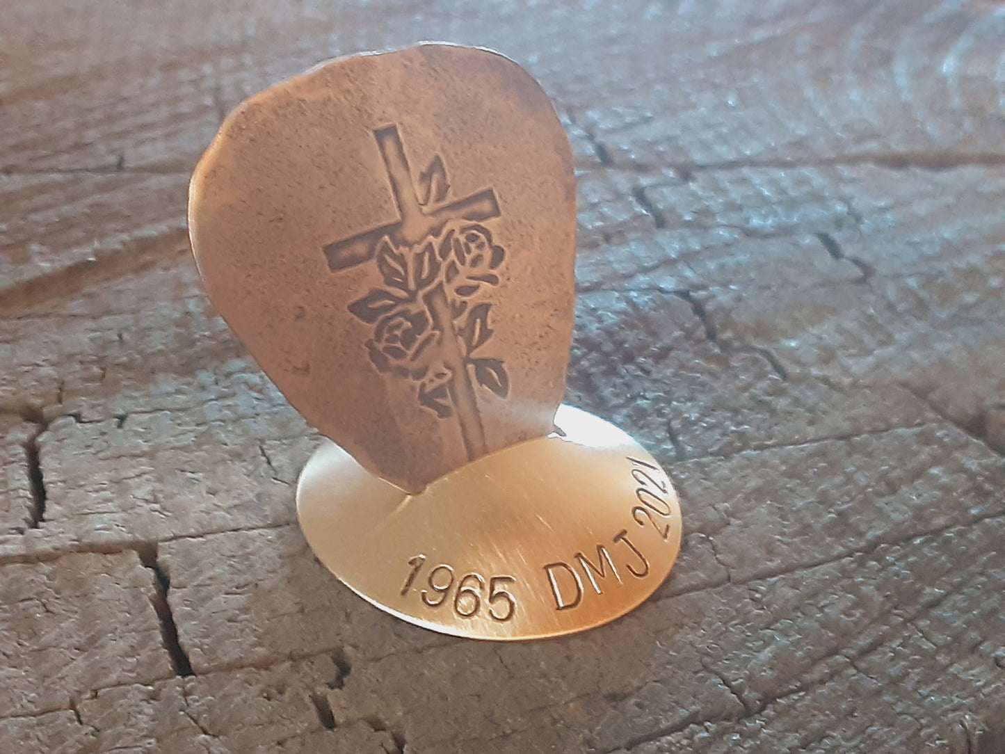 Memorial bronze guitar pick with stand  - sympathy gift