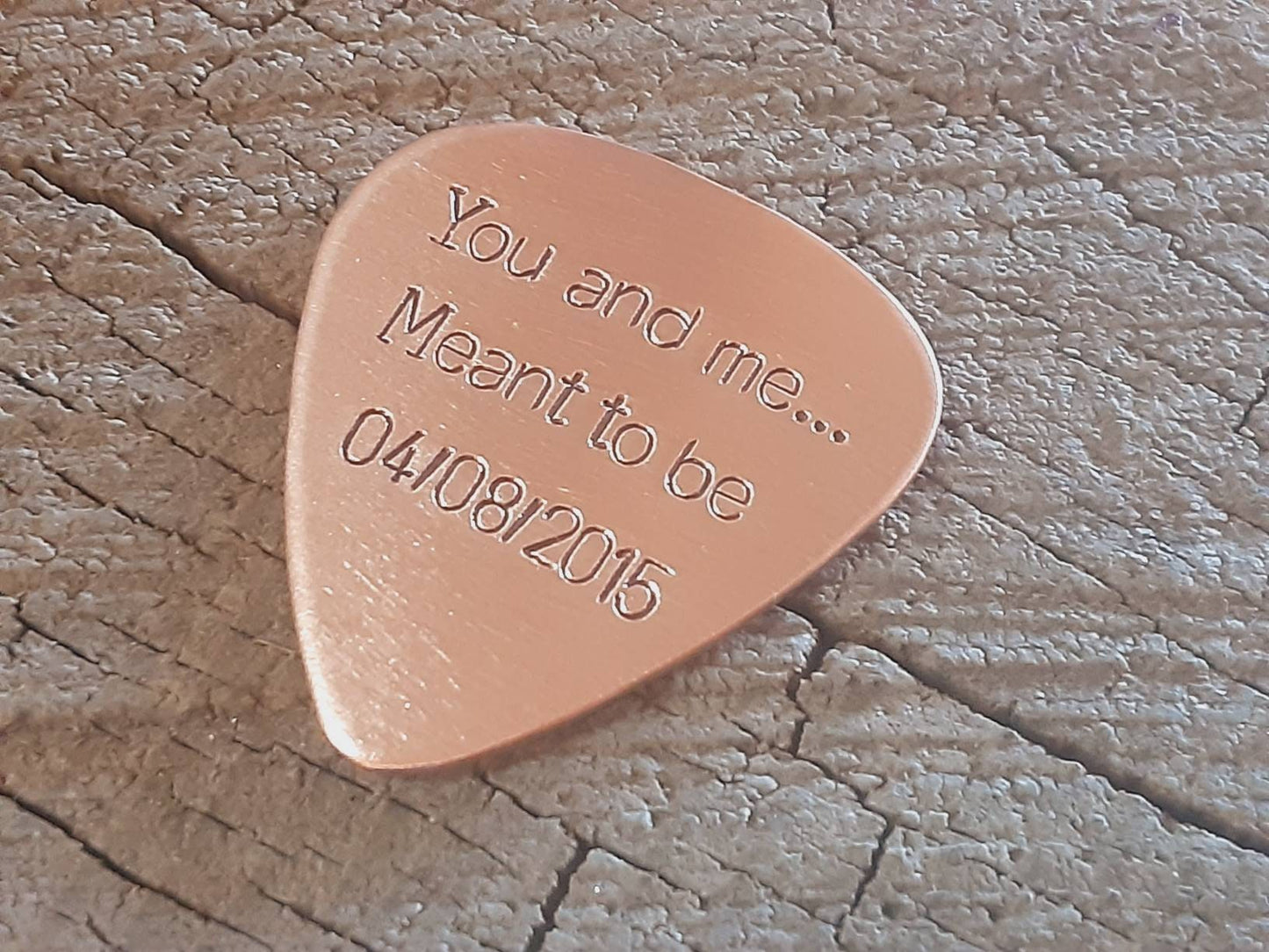Playable copper guitar pick for 7th copper anniversary