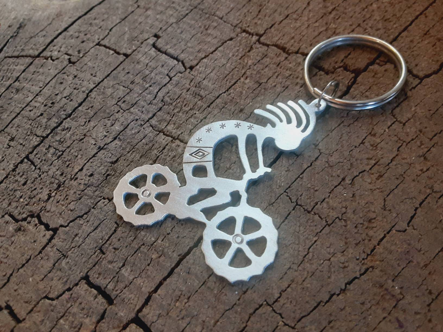 Kokopelli keychain in your choice of metals