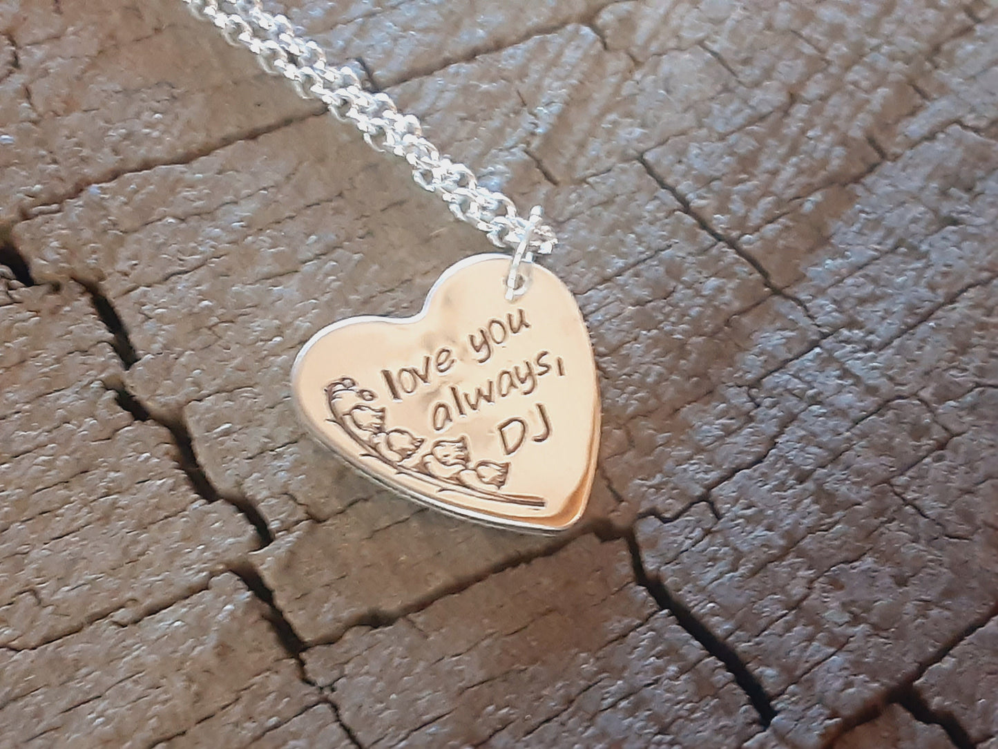 Small sterling silver heart charm necklace