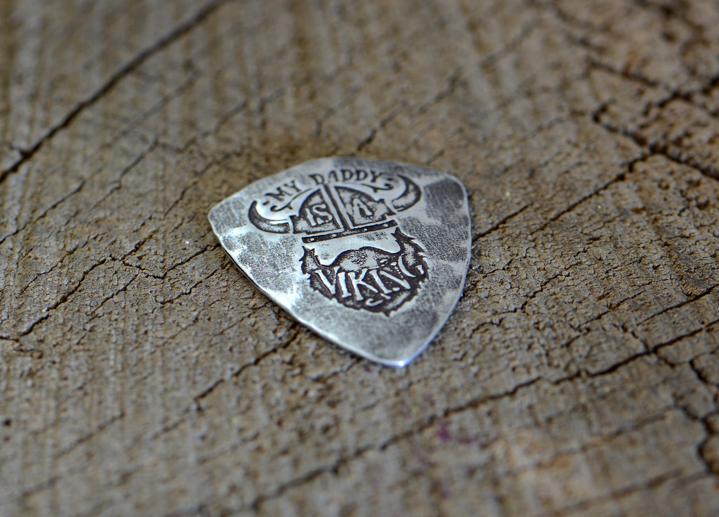 My Dad is a viking sterling silver guitar pick
