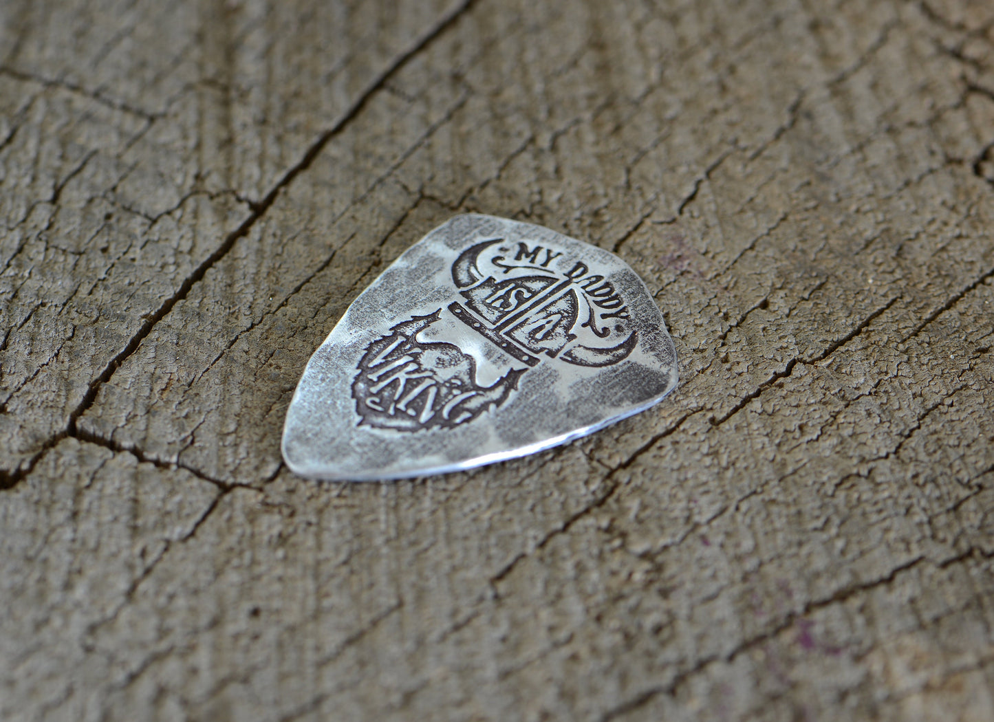 My Dad is a viking sterling silver guitar pick