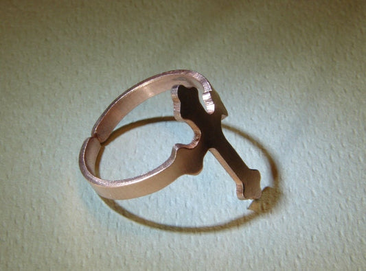 Copper cross adjustable ring