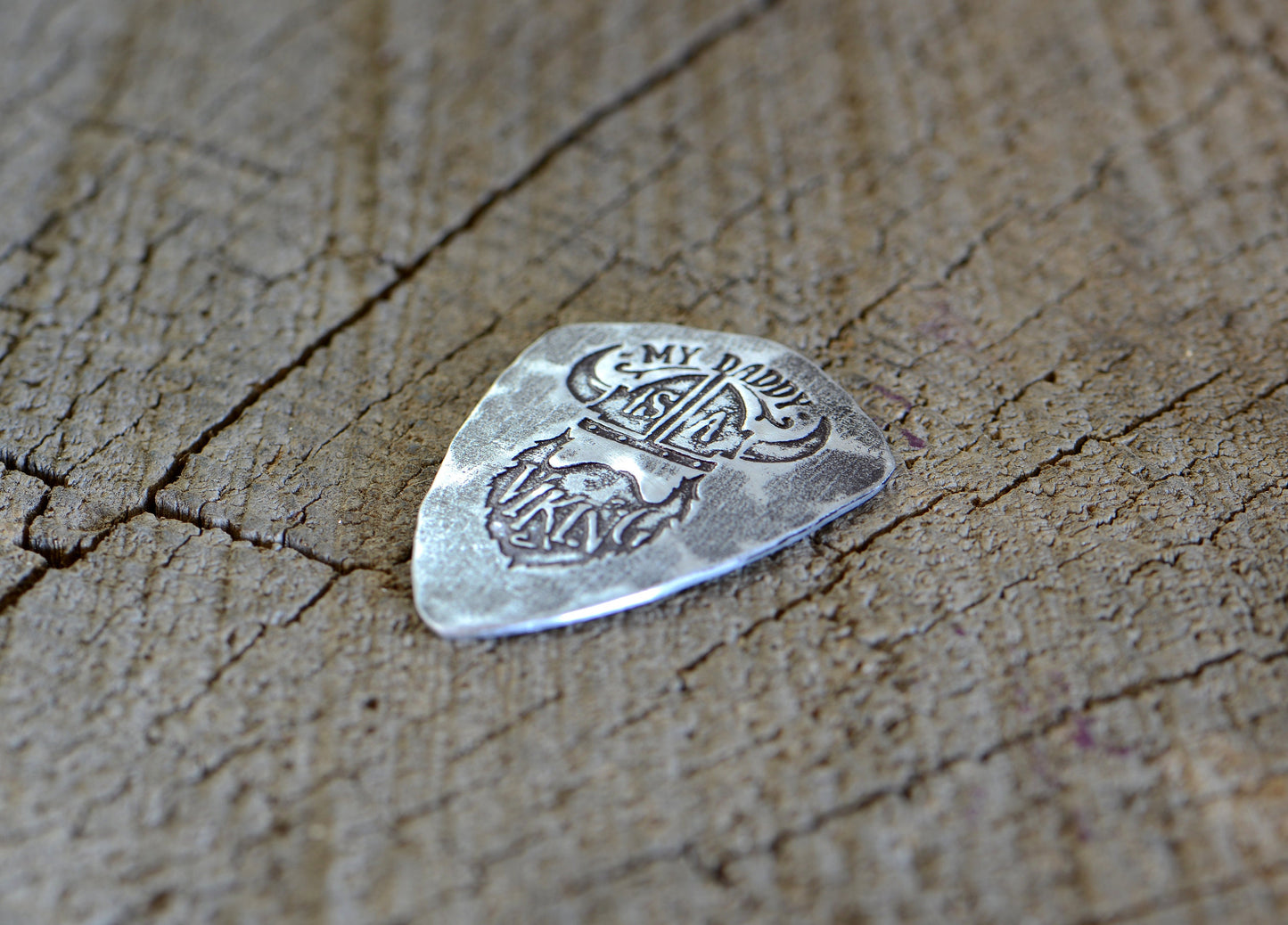 My Dad is a viking sterling silver guitar pick