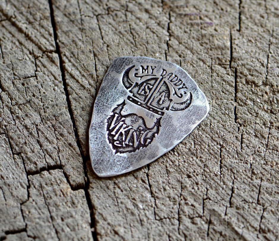 My Dad is a viking sterling silver guitar pick