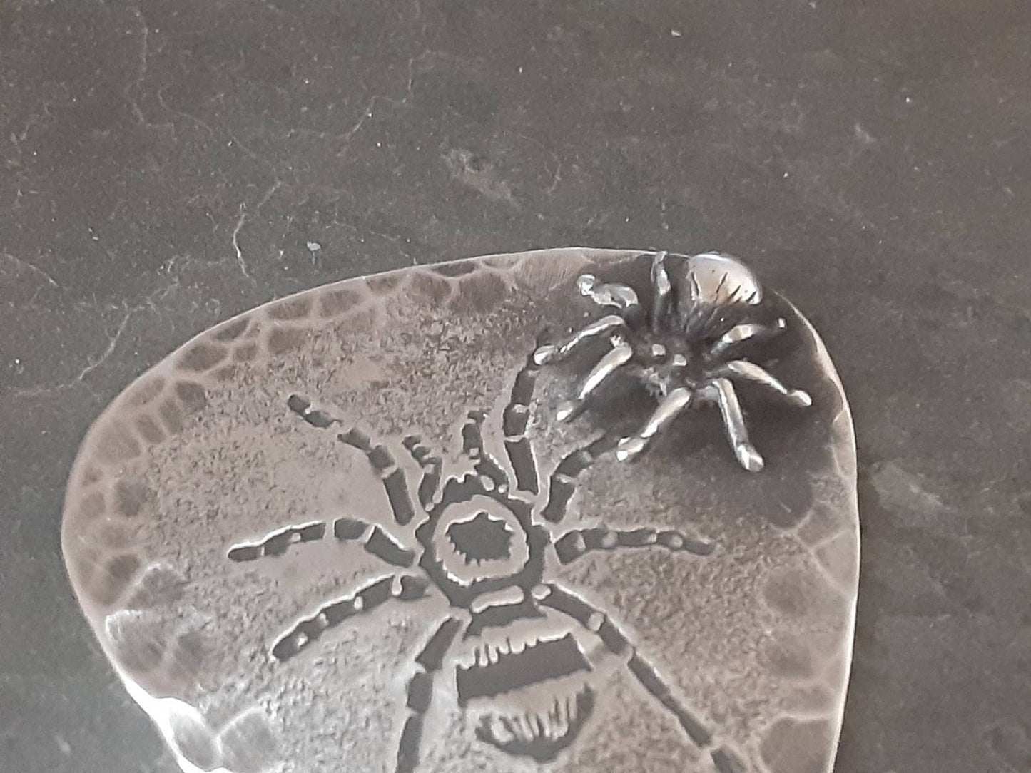 Sterling silver guitar pick with 3D spider