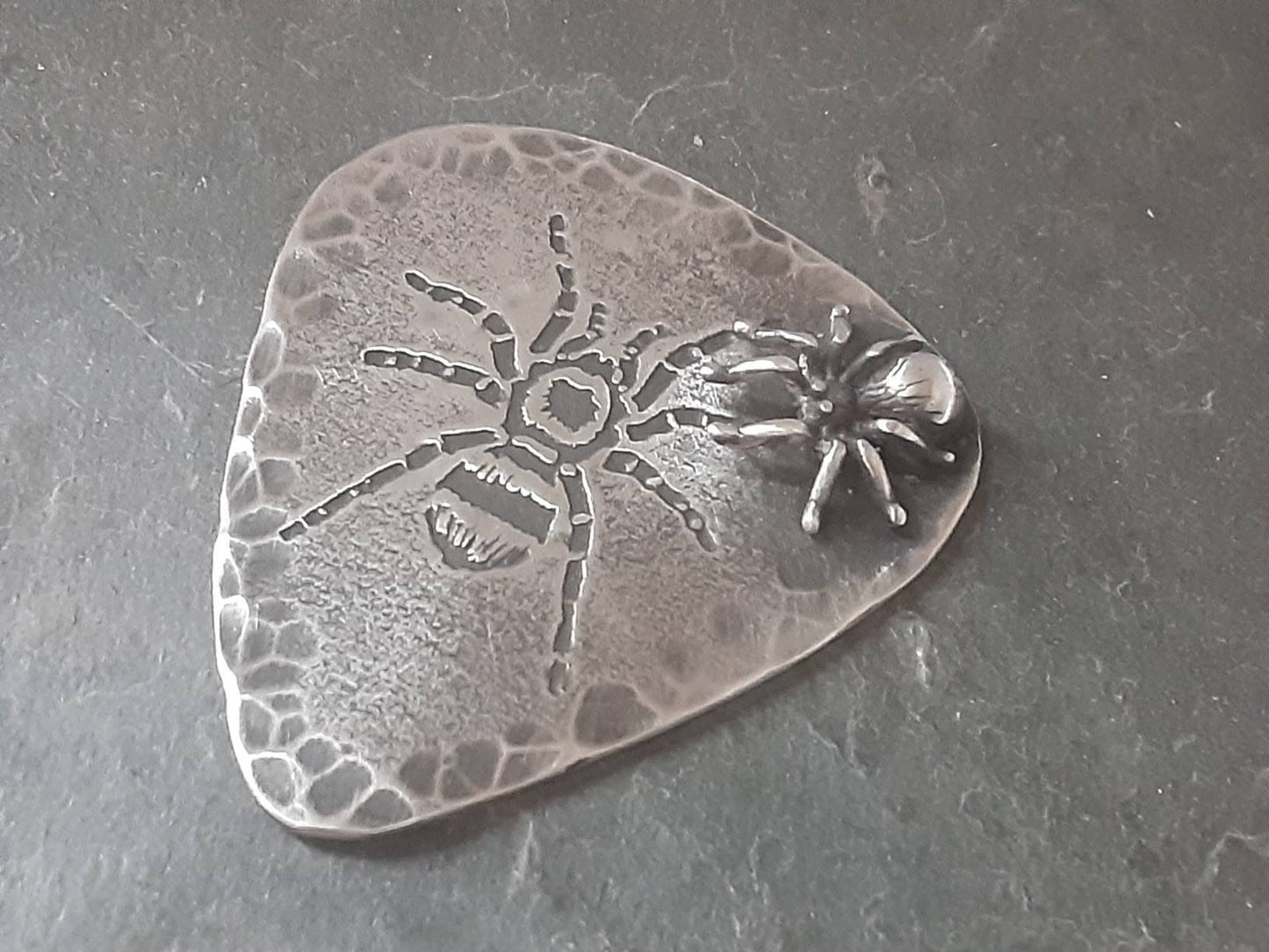 Sterling silver guitar pick with 3D spider