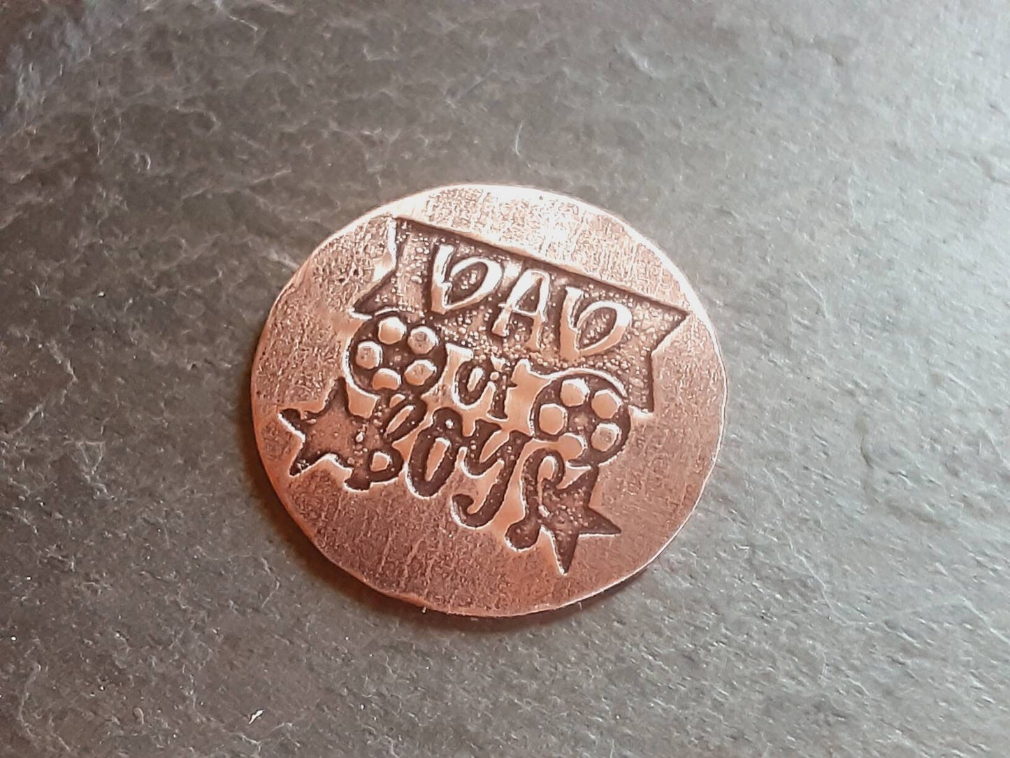 Golf ball marker in copper for a Dad of boys on a golf outing