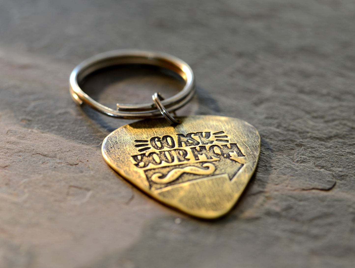 Go ask your mom guitar pick keychain