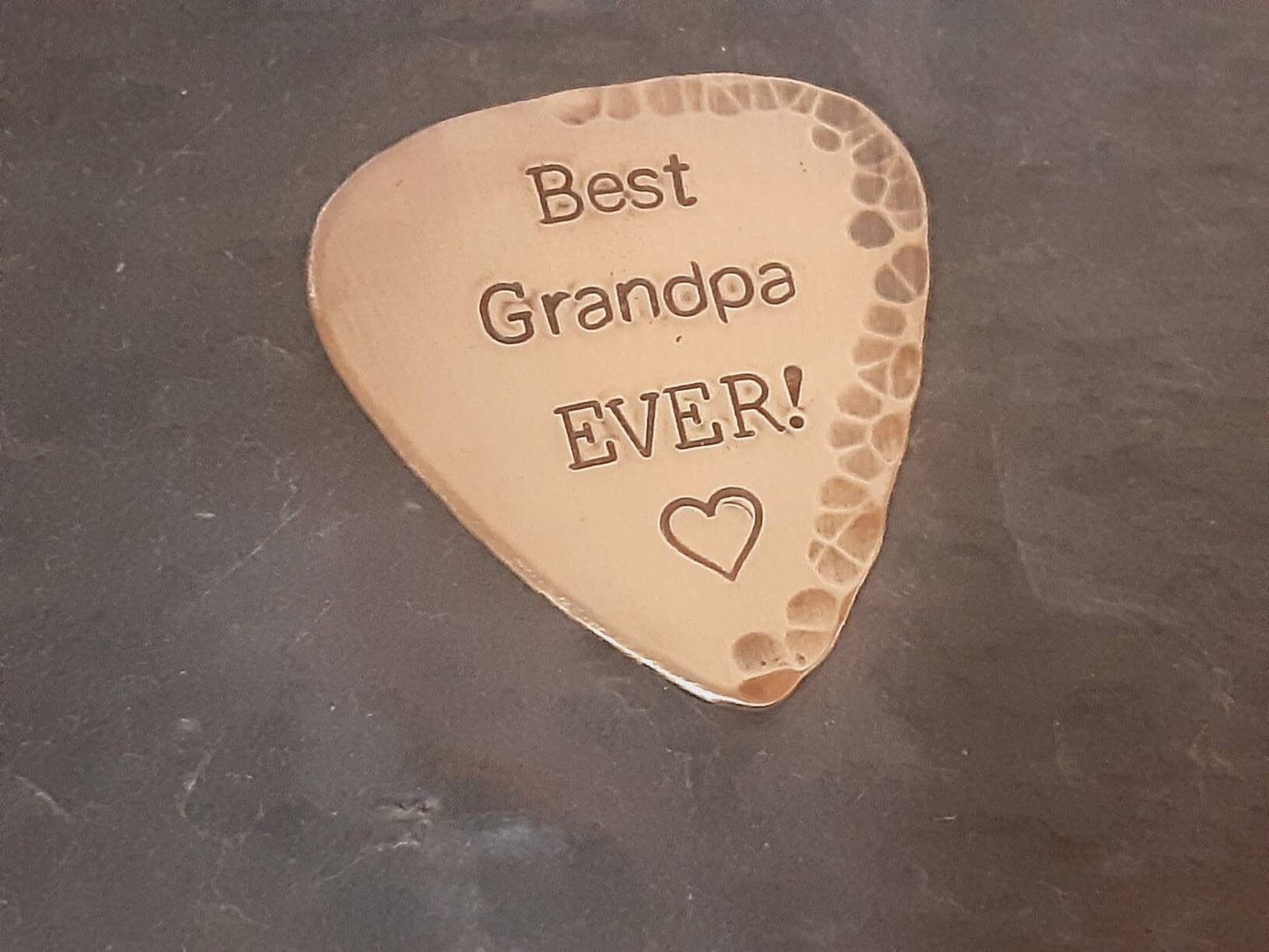 Guitar pick in Bronze Stamped with Grandpa
