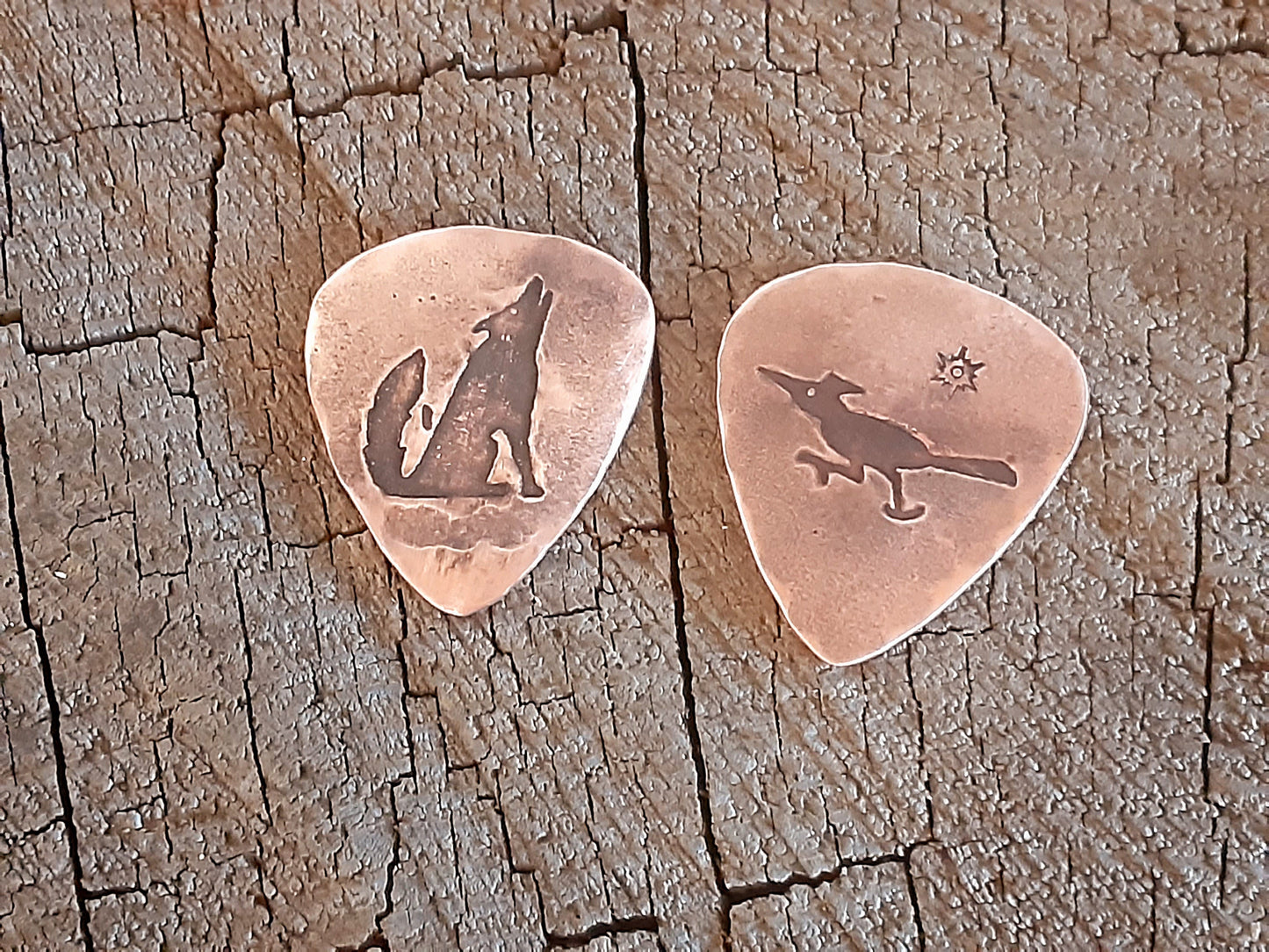 Coyote and Roadrunner Copper Guitar Pick Set