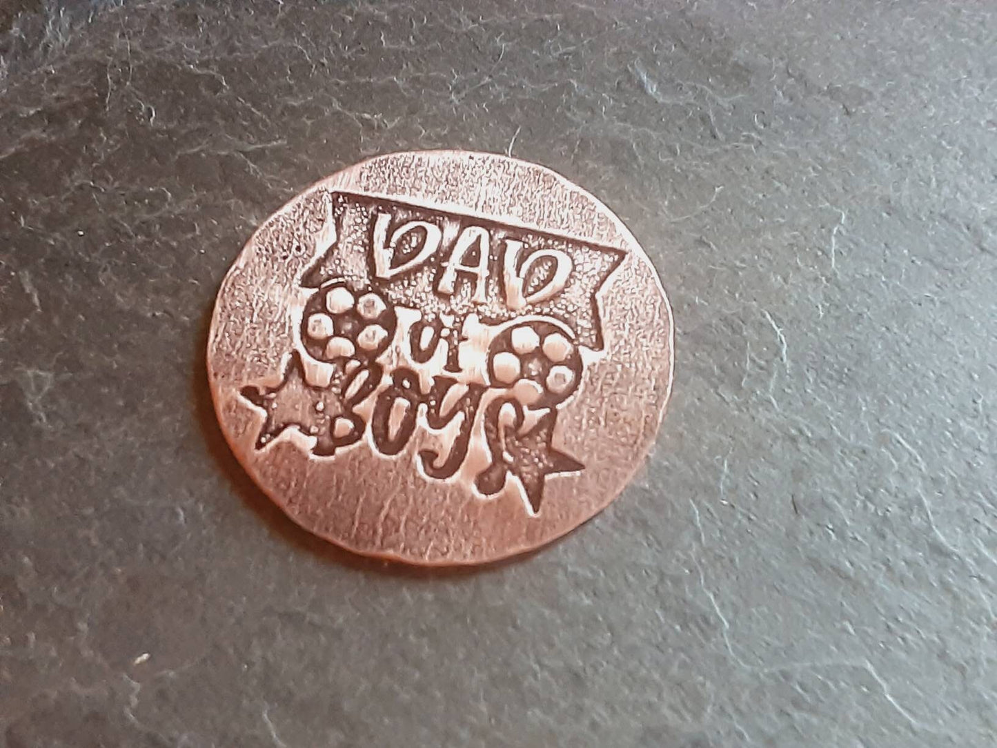 Golf ball marker in copper for a Dad of boys on a golf outing