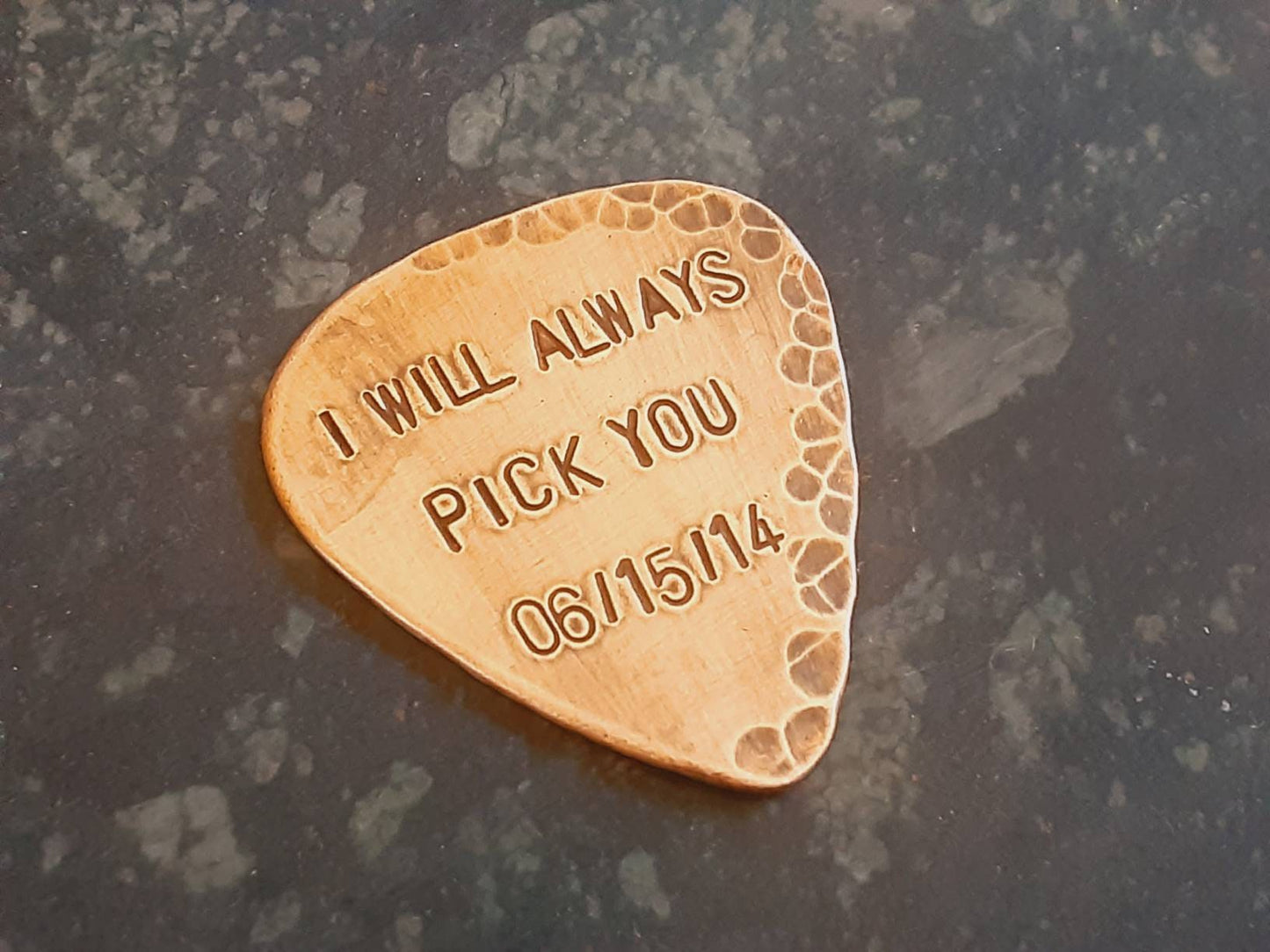 Playable bronze guitar pick - perfect for 8th or 19th bronze anniversary