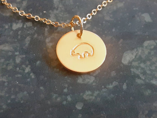 14k gold filled dainty bear charm necklace