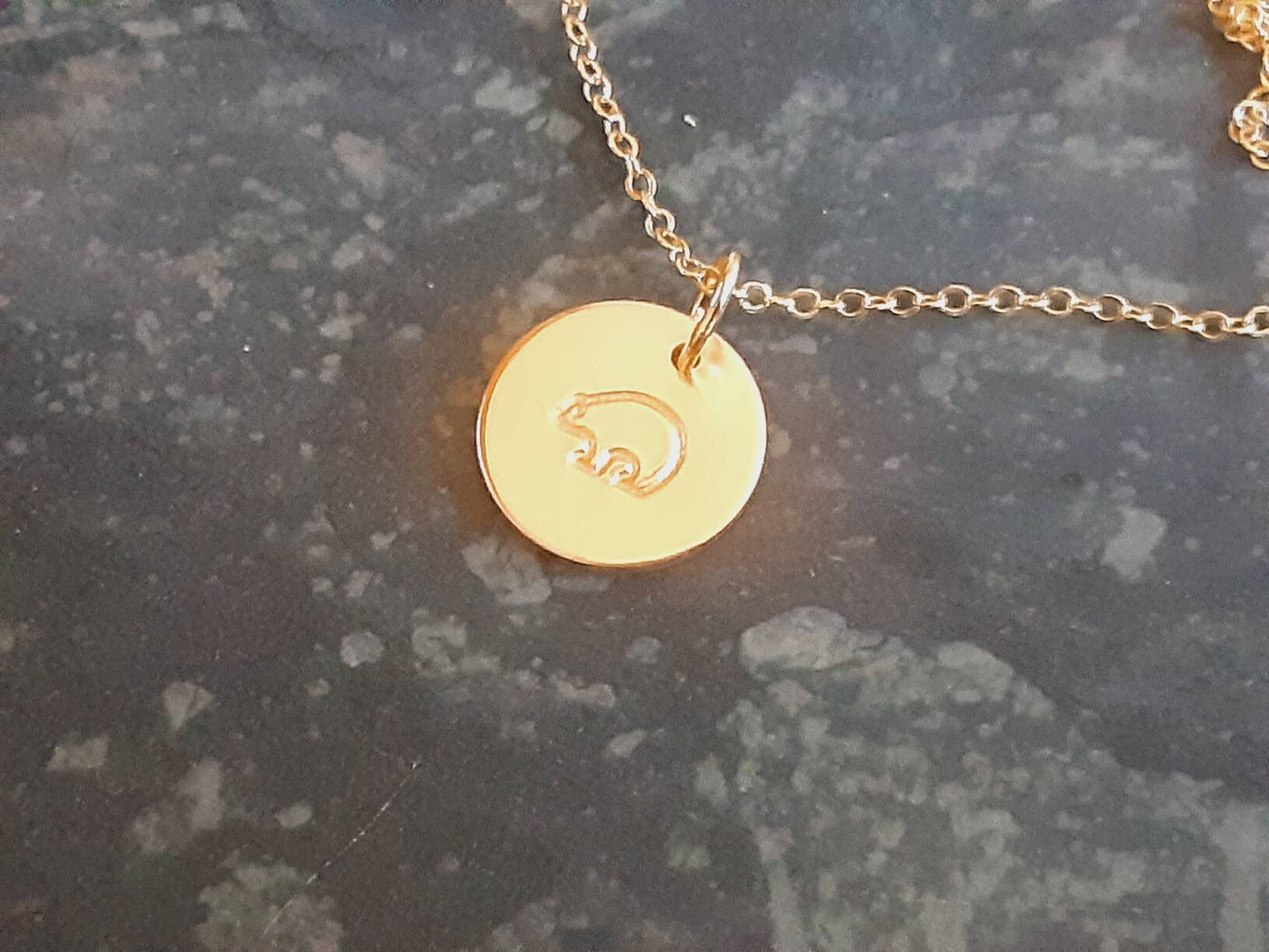 14k gold filled dainty bear charm necklace