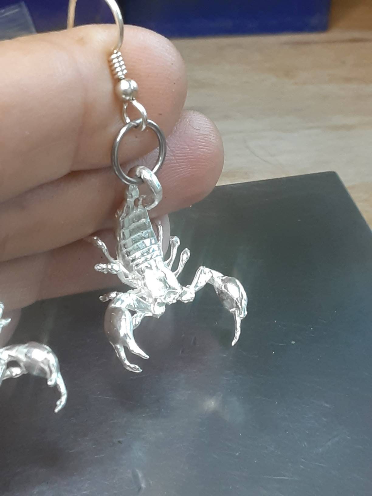 Sterling silver scorpion dangle earrings