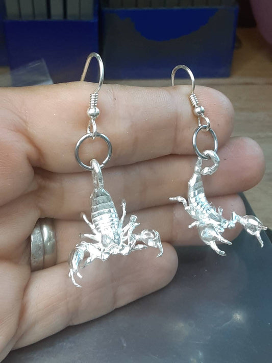 Sterling silver scorpion dangle earrings