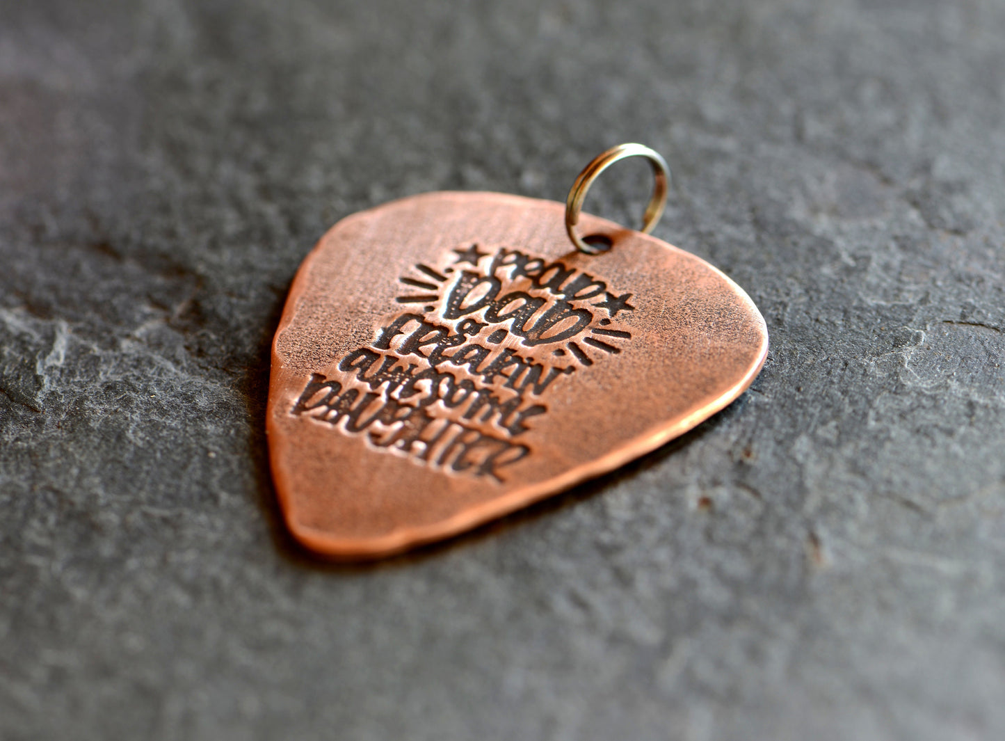 Copper guitar pick necklace for dad proud dad of a freakin awesome daughter
