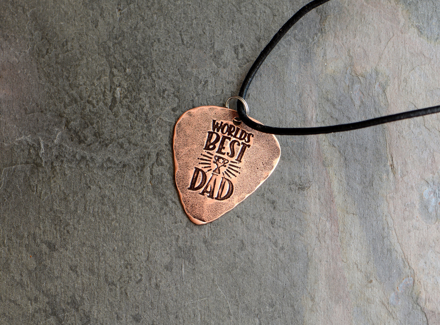 Guitar pick necklace in copper