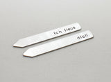 Ich liebe dich sterling silver collar stays with I love you in German, NiciArt 