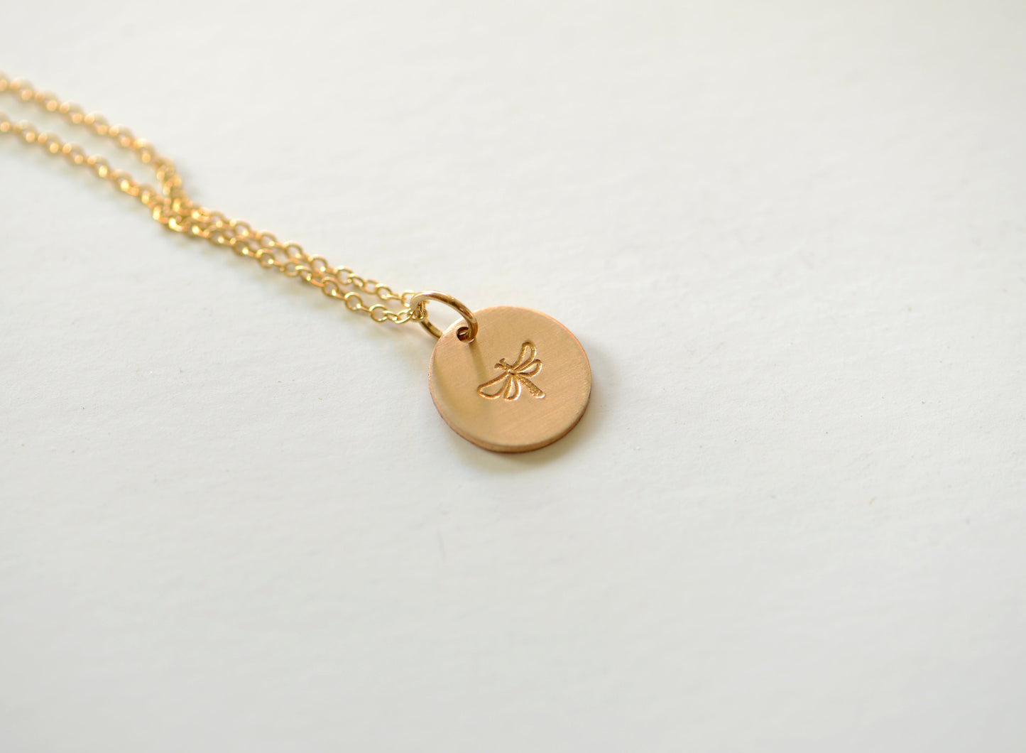 Dainty dragonfly charm in 14k gold filled