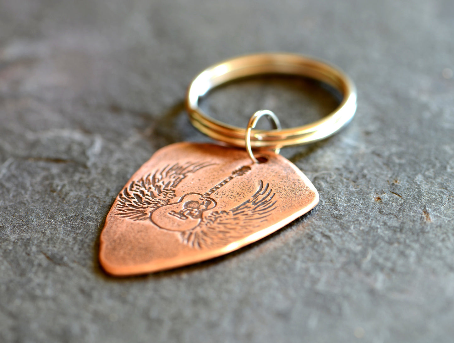 Copper guitar pick necklace