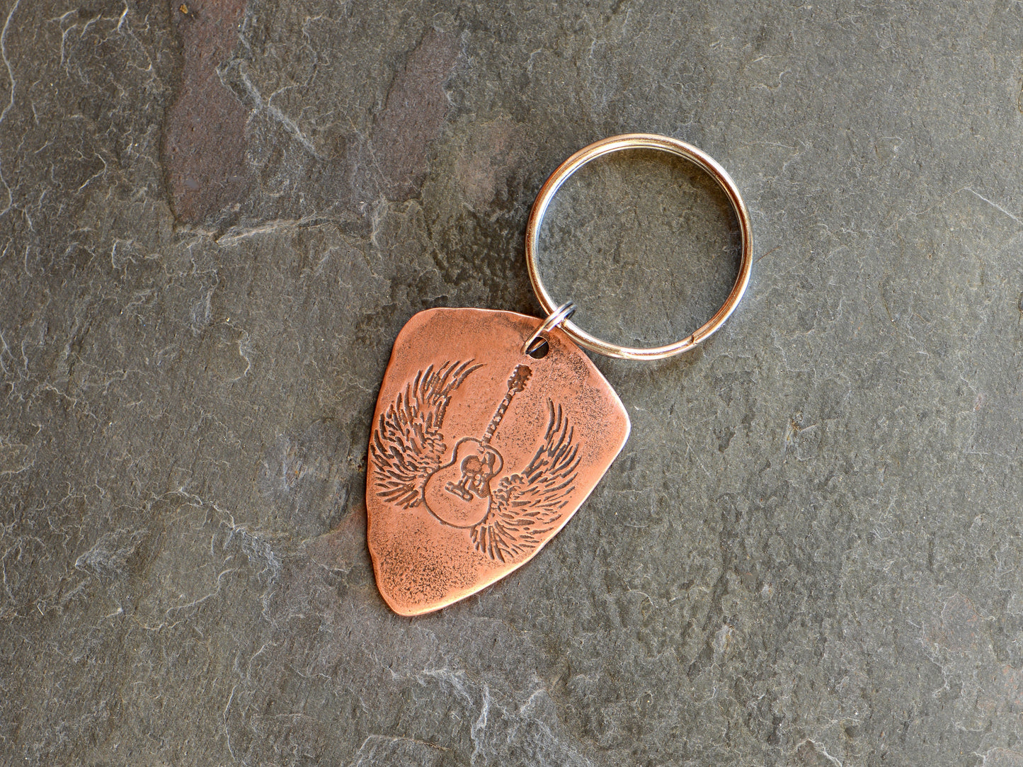Copper guitar pick necklace