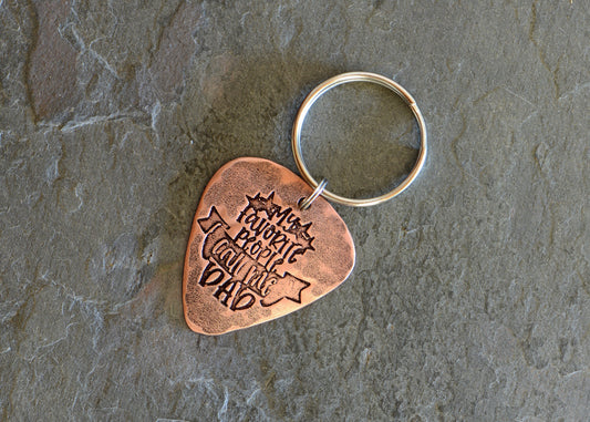 copper guitar pick keyring for dad - playable copper guitar pick - my favorite people call me dad - NicisPicks
