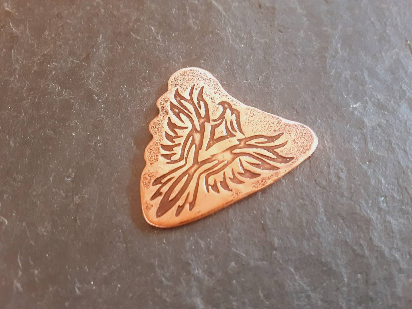 Shark Tooth Style Copper Guitar Pick with Phoenix