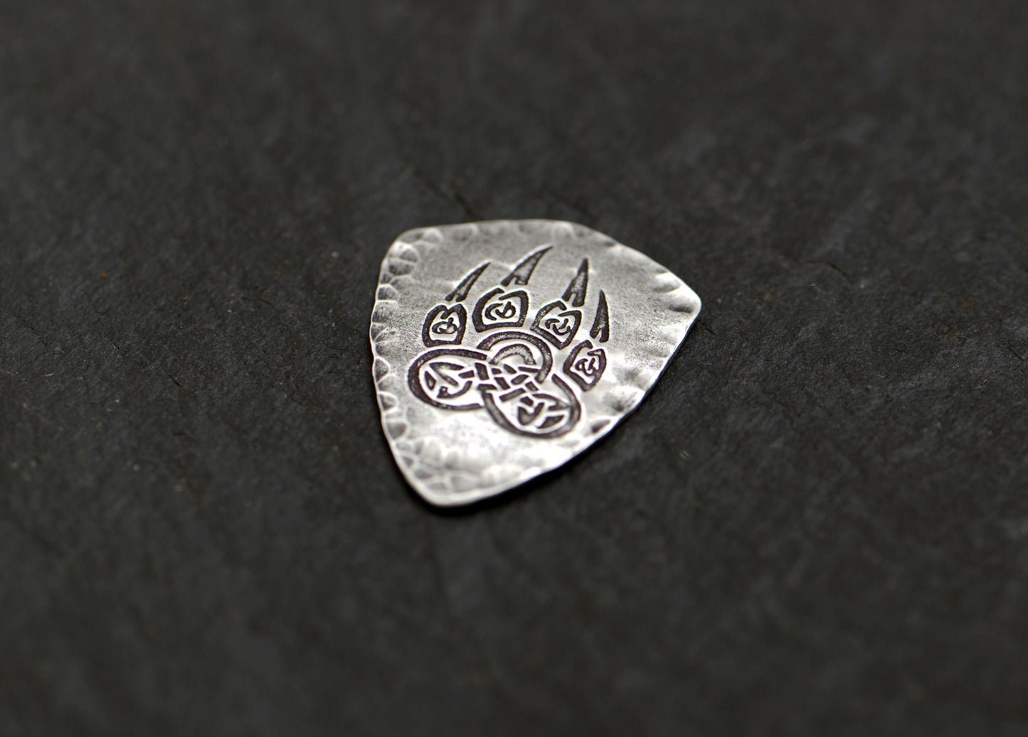 Bear claw in sterling silver shield guitar pick