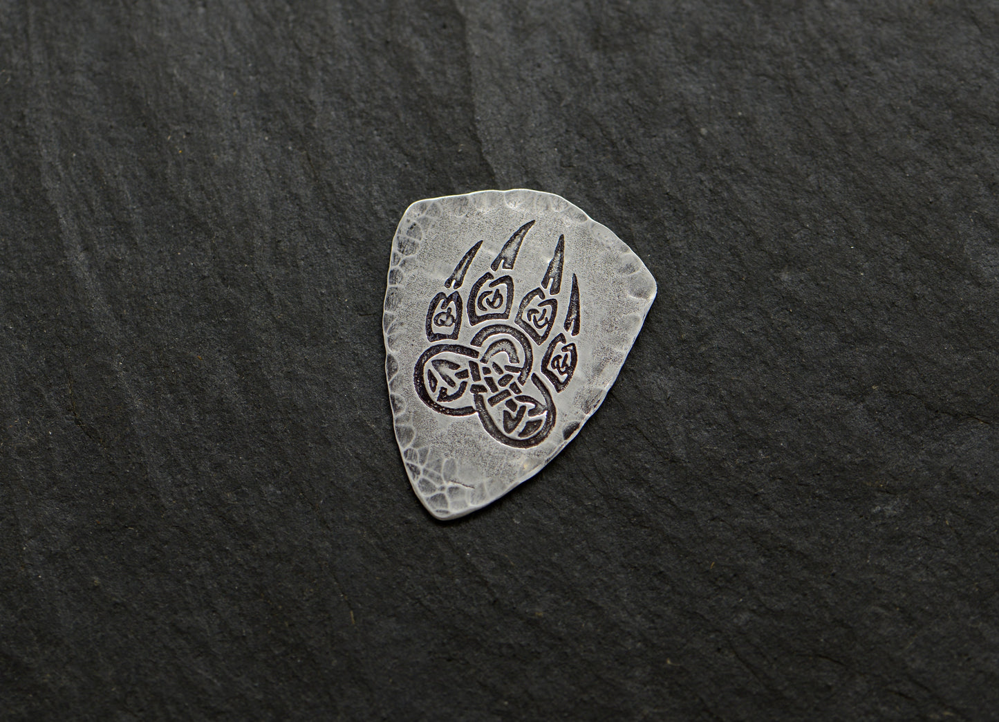 Bear claw in sterling silver shield guitar pick