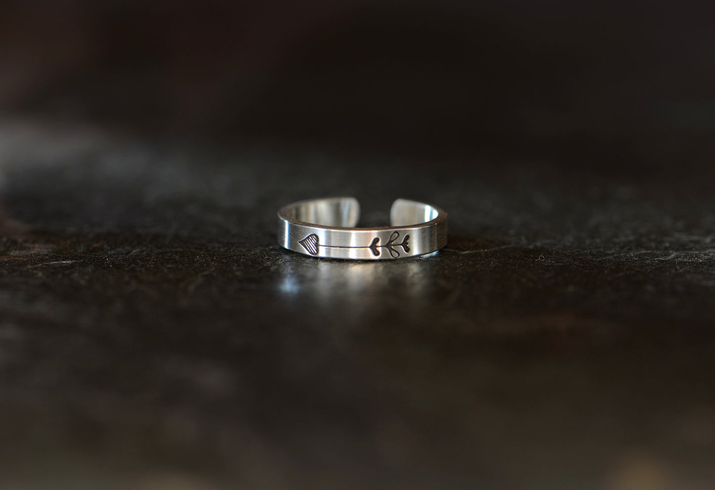 Sterling silver toe ring with small heart arrow