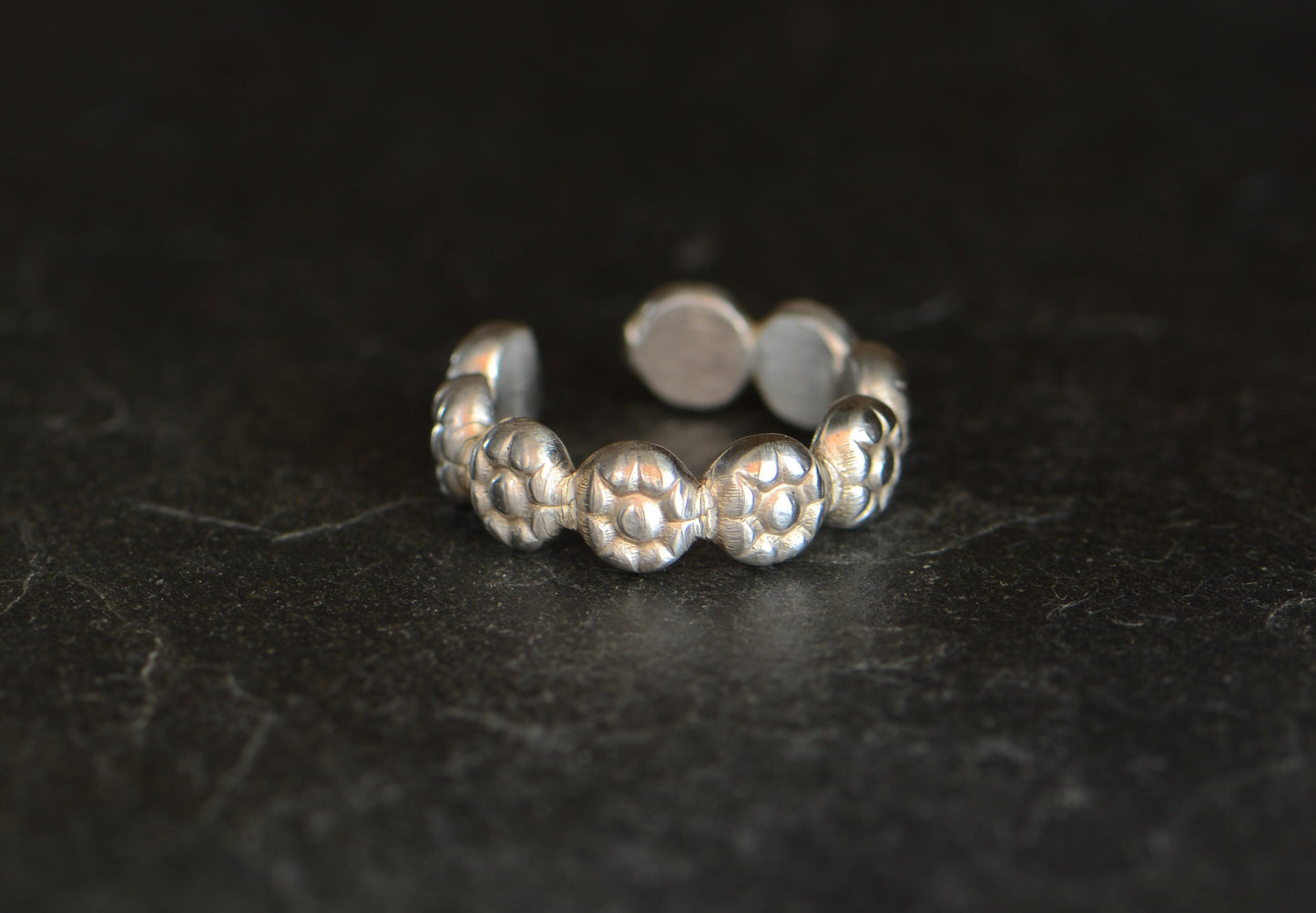Sterling silver toe ring with flower design