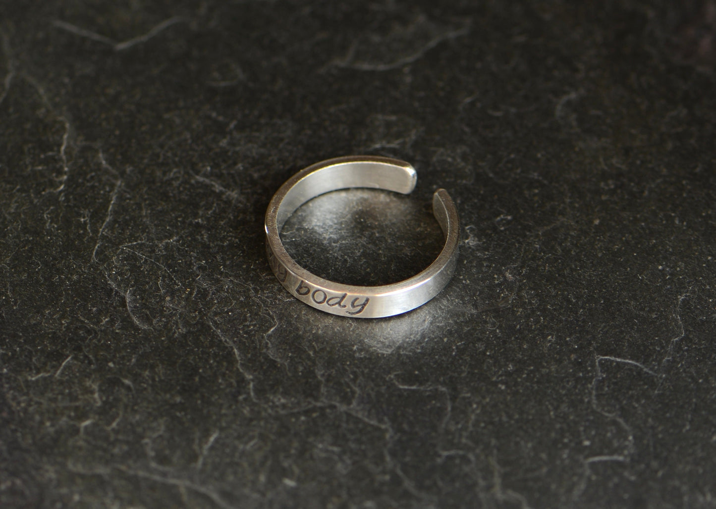 dainty sterling silver toe ring - hand stamped with my body - custom toe ring - midi ring or pinky ring