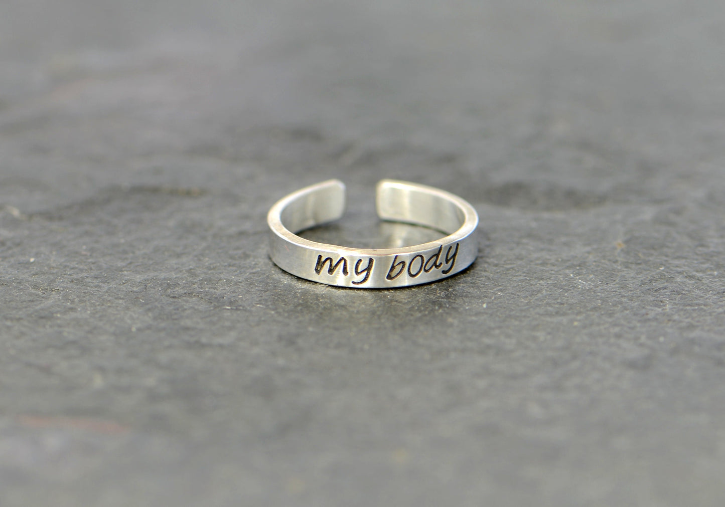 dainty sterling silver toe ring - hand stamped with my body - custom toe ring - midi ring or pinky ring