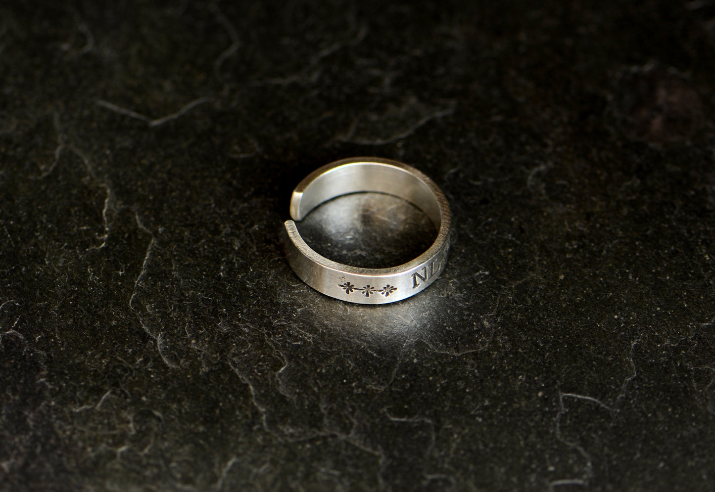 custom sterling silver toe ring with initials and small stars
