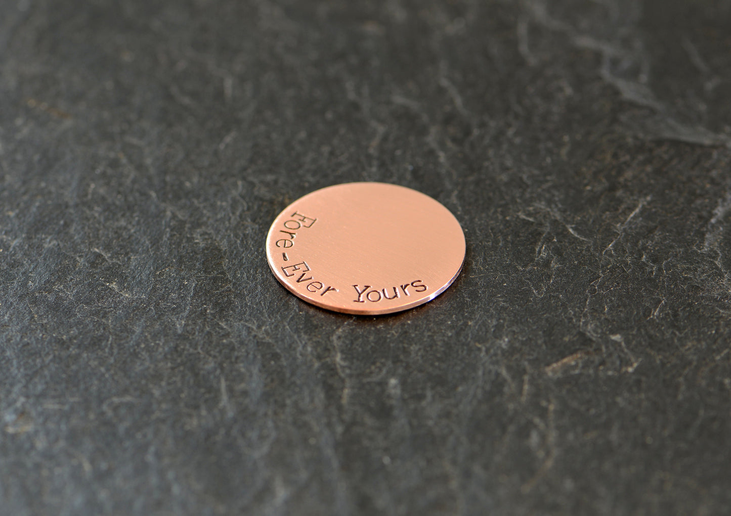 Golf ball marker with Fore-Ever Yours in Copper