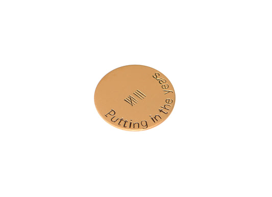 bronze golf ball marker for 8th or 19th anniversary - bronze anniversary golf gift - putting in the years and tally marks