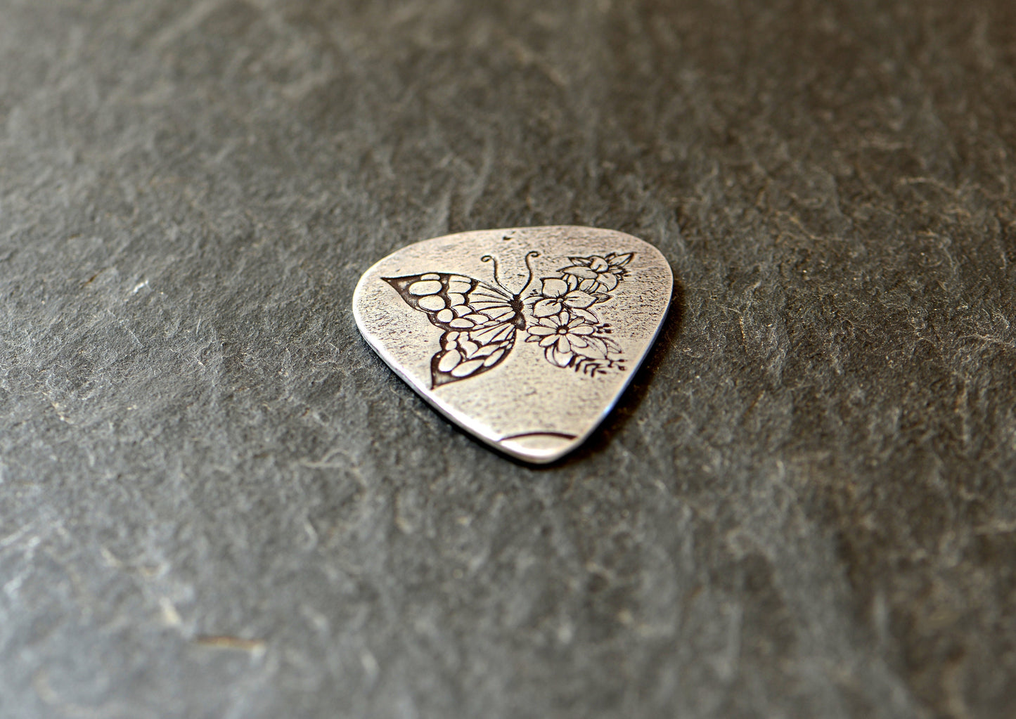Butterfly sterling silver guitar pick