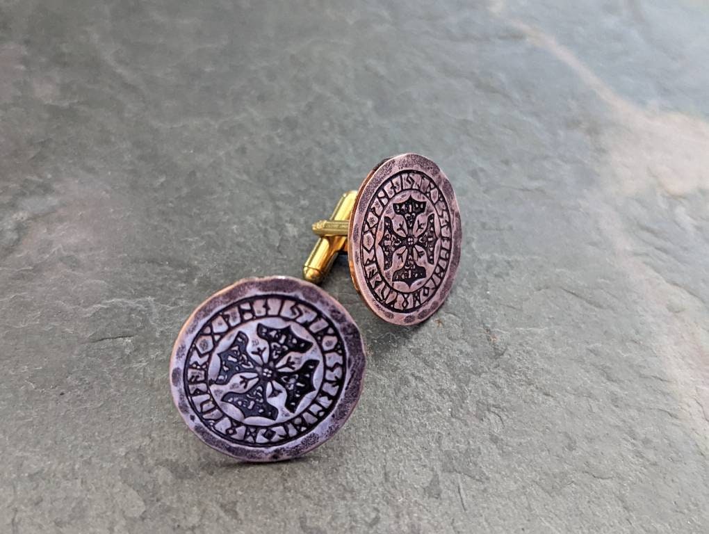 Nordish Runes on Copper Cuff Links